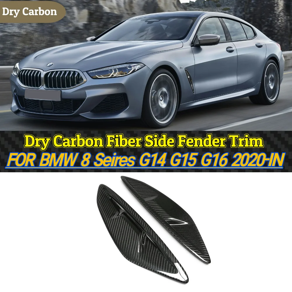 Real Dry Carbon Fiber Side Fender Cover For BMW 8 Series G14 G15 G16 2020-IN OEM Style Side Air Intake Vents Cover Add On Trim