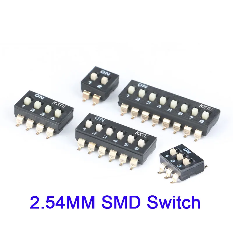 5Pcs SMD Switch Toggle Switches 2.54mm 1P/2P/3P/4P/5P/6P/8P/10P black 2.54MM SMD Switch Gold Plated Pin