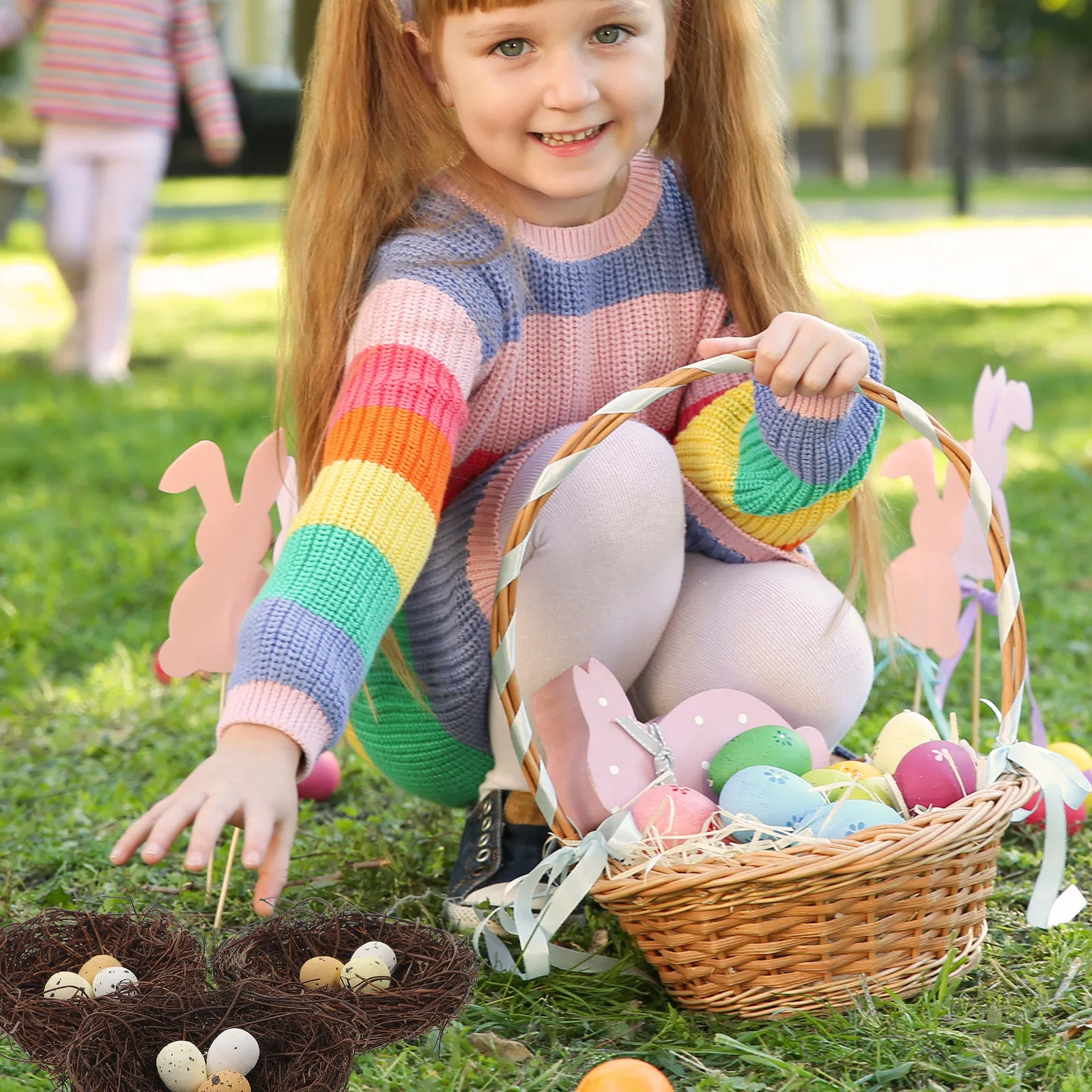 

5pcs Plastic Table Decor Artificial Bird Nest Resin Craft For Garden Home Decor Outdoor Landscape Ornament Simulation Eggs