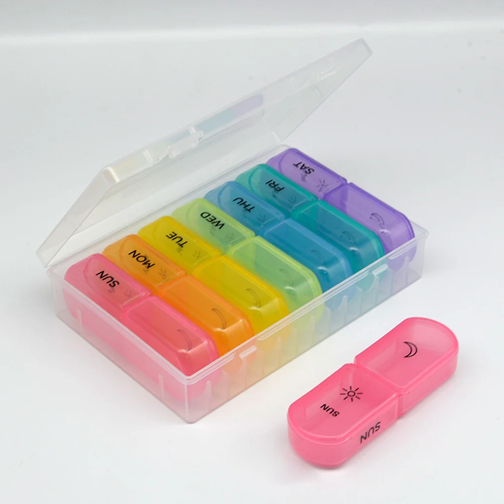 حقيبة تخزين صغيرة مكونة من 7 حزام، منظم أدوية، صندوق حبوب محمول، غطاء مزدوج، حاوية أدوية محمولة للاستخدام الخارجي #2