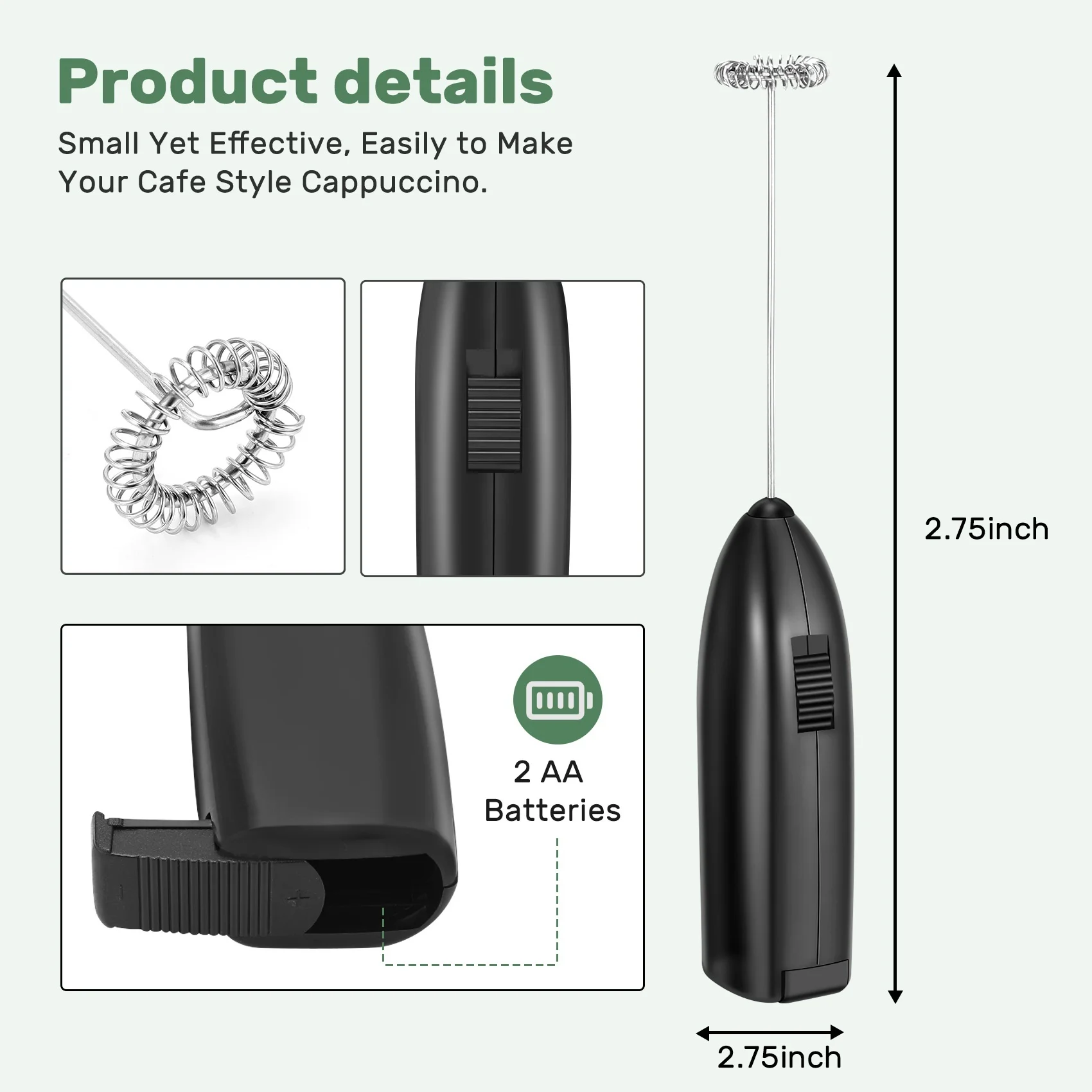 Pengaduk kopi, genggam, pengocok susu, Dioperasikan dengan baterai, pengocok kopi elektrik, pembuat busa susu, Mixer Mini, hadiah berguna