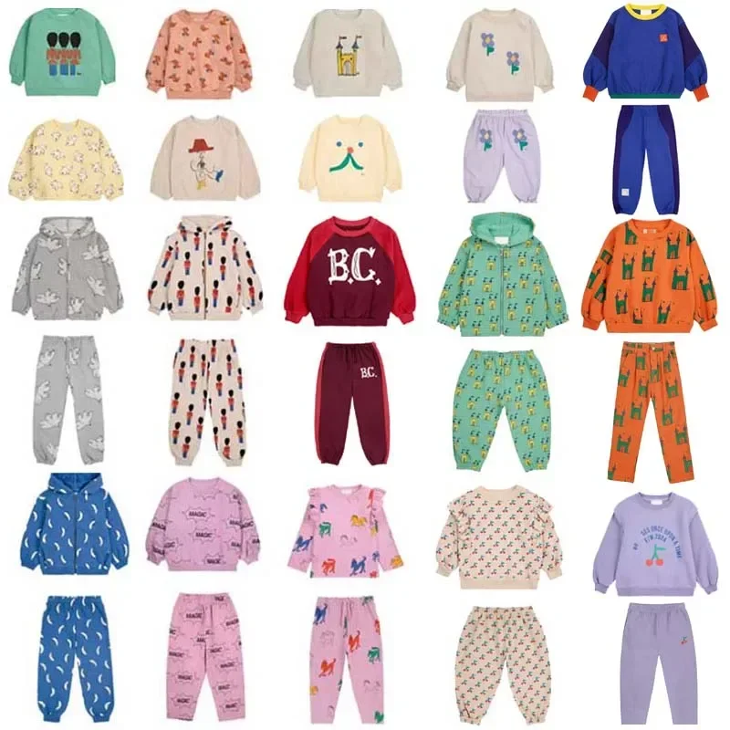 PER-SALE (Shipment in October 2024 BC Autumn Kids Sweatshirts Girls Cute Print Hooded Baby Children Cotton Pants Boys Outwear