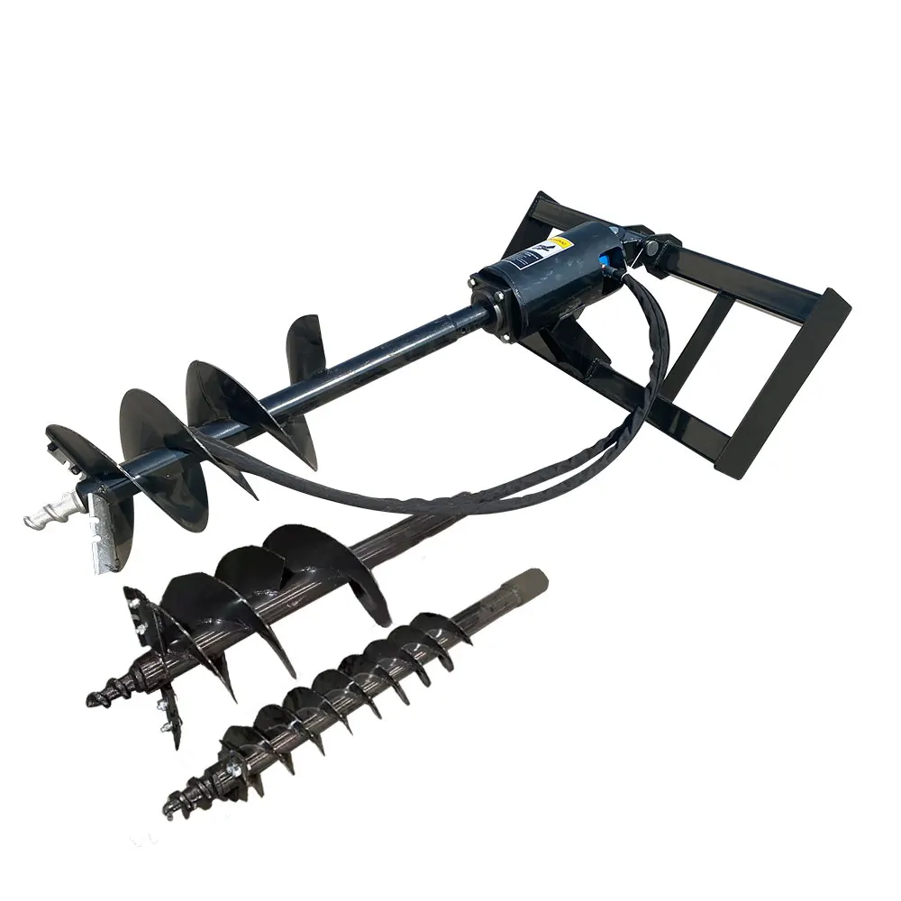 Skid Steer Hydraulic Heavy  Auger Frame, Drive and Bit Post Hole Digger With 3 Drilling 6