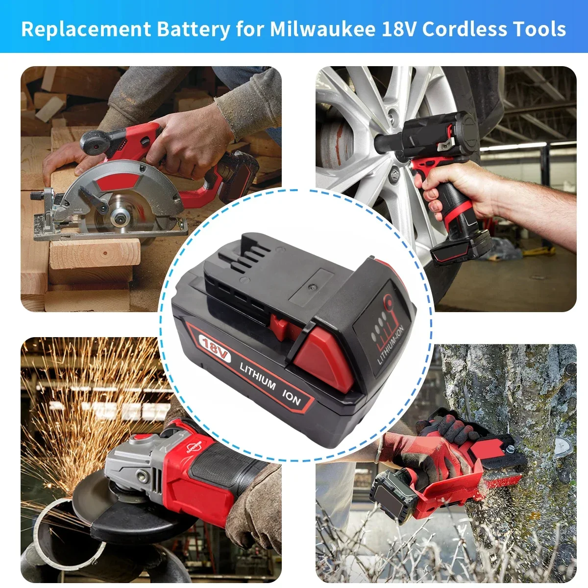 Batterie lithium-ion pour outil électrique Milwaukee M18, XC, 18V, 6000mAh, 48 Ah, 11 Ah, 1860,9 Ah, chargeur d'origine