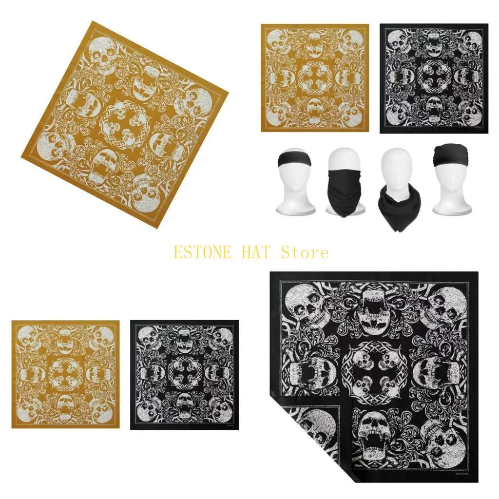 49MF Adult Unisex Cycling Neckerchief Western Skull Print Bandannas for Street Dance