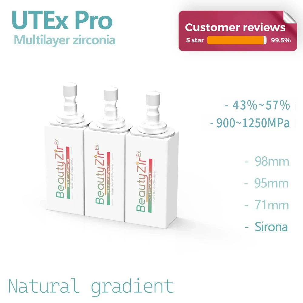 

618--Zirconia Blocks UTEx Pro Sirona Cerec Aesthetics Multlayer Ultra Extreme Translucency High Strength