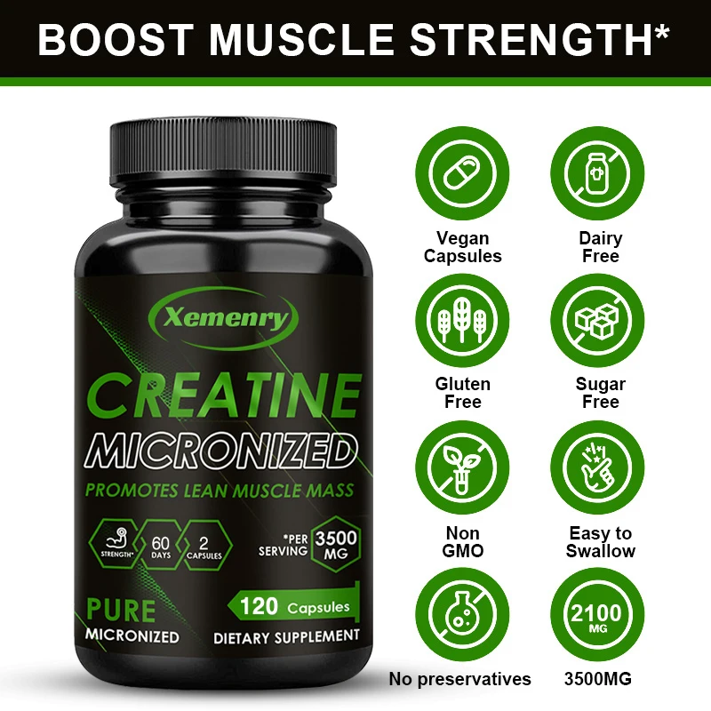 Creatine Monohydrate Capsules 3500 mg 120 capsules, male muscle supplement