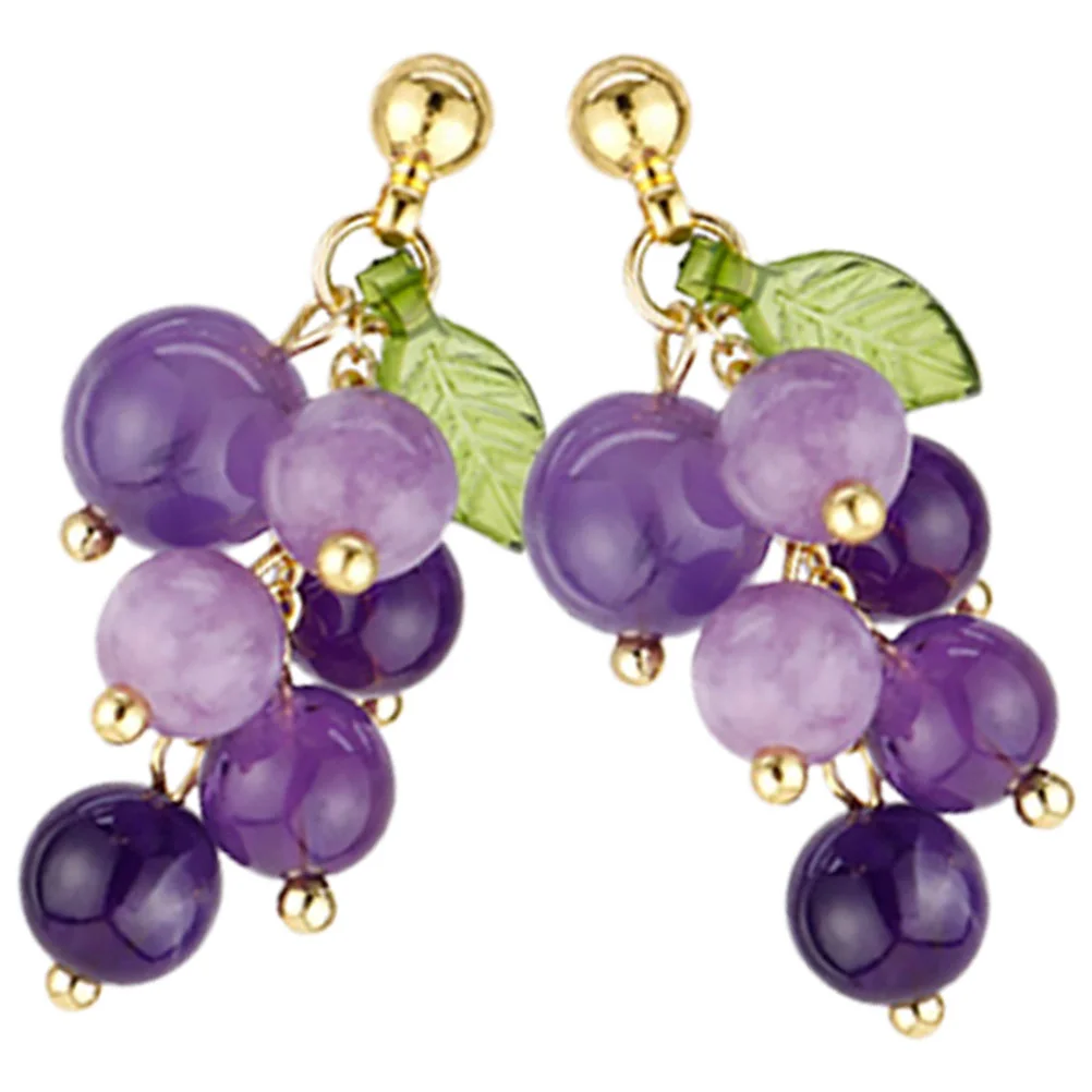 

Grape Earrings Women Hoops Threader Gold Colorful Girls Jewelry Resin Aesthetic Cute for Teen Statement