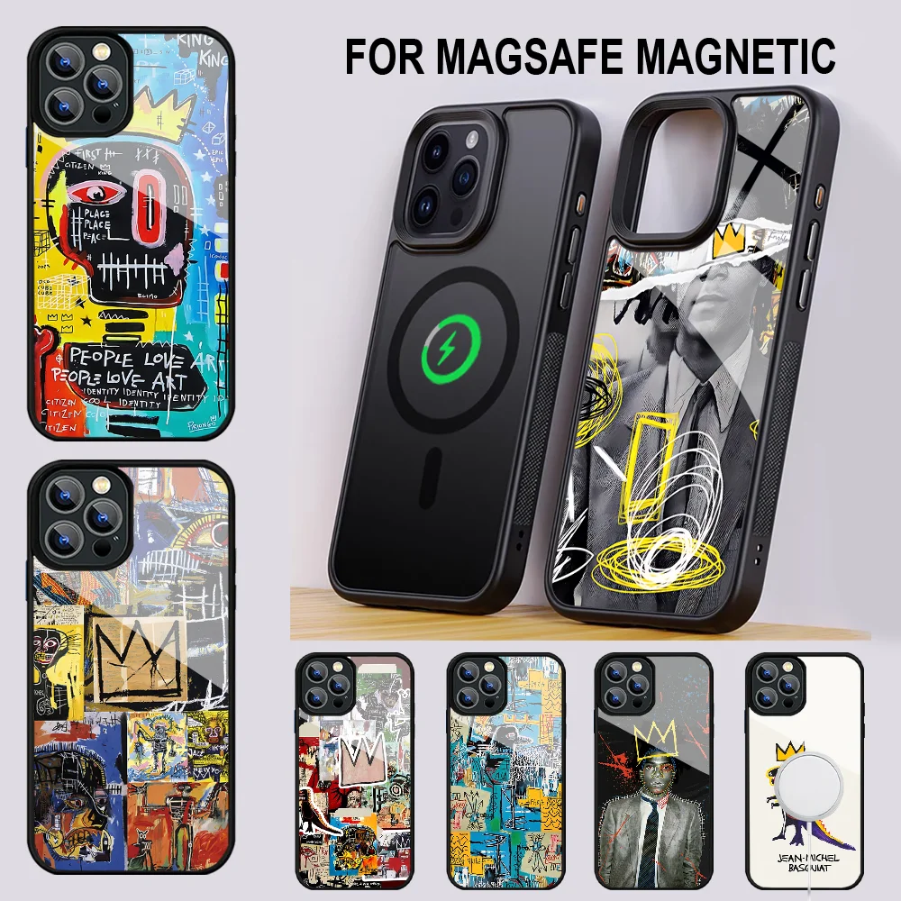 

J-Jean M-Michel B-Basquiat Phone Case For IPhone 16 15 14 13 Pro Max 11 12 Mini Alex Mirror For Magsafe Wireless Charging Cover