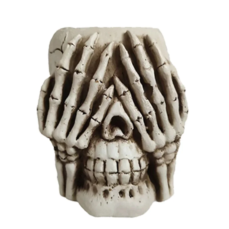 

Latest 3PCS Skull Head Flower Pots Office Planter Succulent Plant Organizer Halloween Ornament