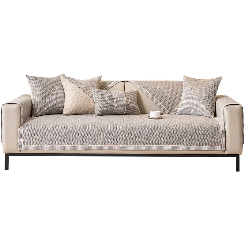 1PC Cotton Linen Sofa Cover for Living Room Solid Sofa Cushion Non-Slip Couch Armrest Backrest Mat Home Furniture Protecto
