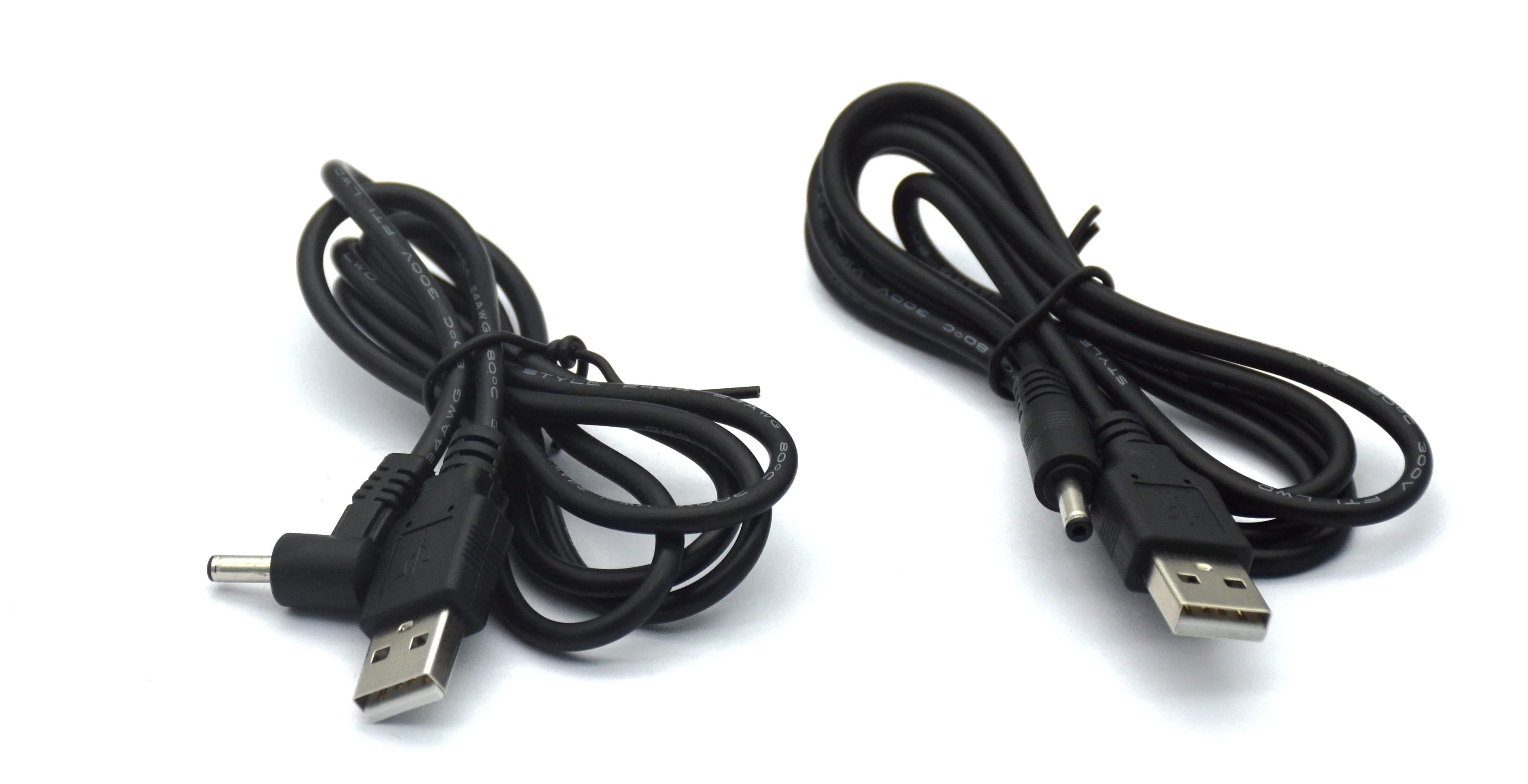 Black & White USB 2.0 A to DC 3.5 mm/1.35 mm 5 Volt DC Barrel Jack Power Cable type M 1m 3 feet 5v 2a