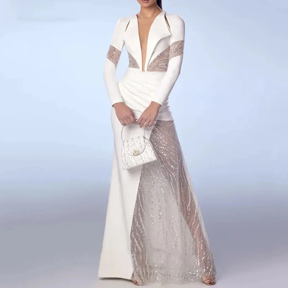 Customized A White Collar Design Dress, Luxurious And Elegant, At The Forefront Of Fashion, Leading The Trend Of Fashion, Unique