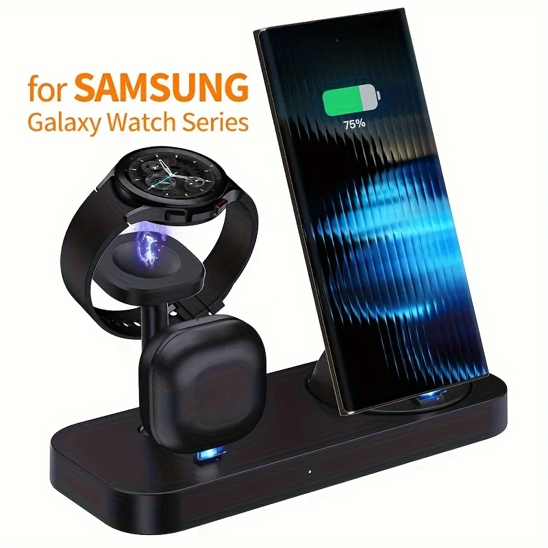 

3 in 1 Wireless Charger Desktop Stand For Samsung Galaxy S25 S24 S23 Z Flip 5/4/3 Z Fold 5/4/3 Watch 1-8 Active 2 1 Earbuds Pro