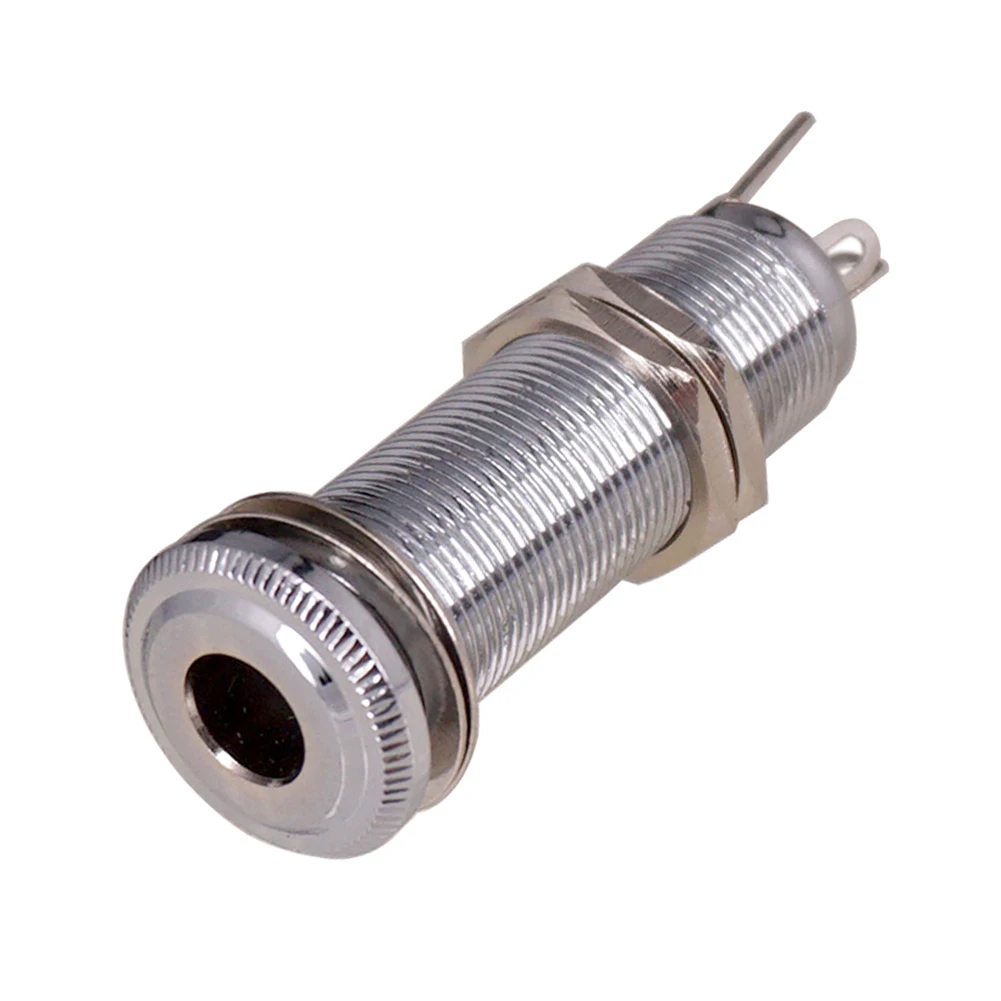 Electric Guitar Bass 6.35mm Socket Stereo 1/4 Inch Output Jacks Socket Plug Brass Straight Ribbed Tube Style Jack Anti-noisy