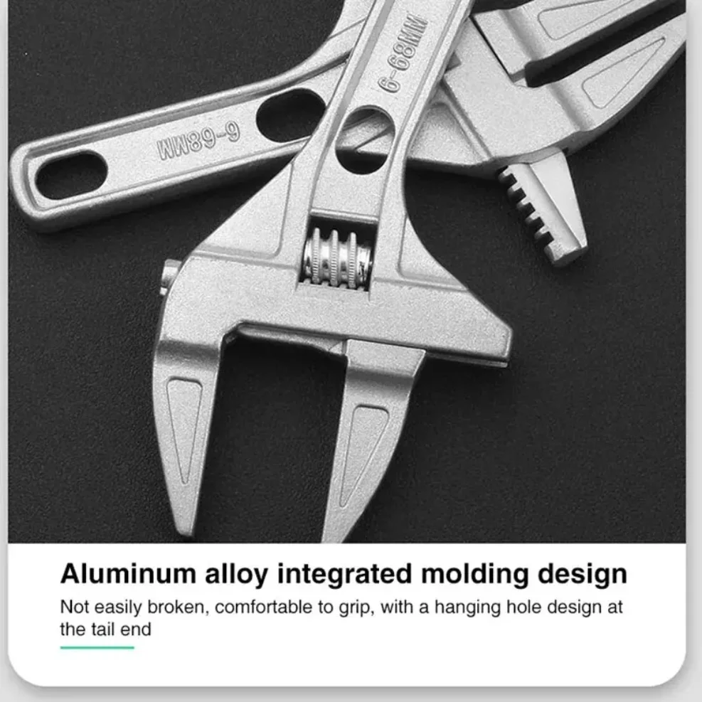 1PC6-68mm Universal Repair Set Bathroom Hand Tools Large Opening Pipe Wrench Nut Key Adjustable Spanner Bathroom Repair Tool