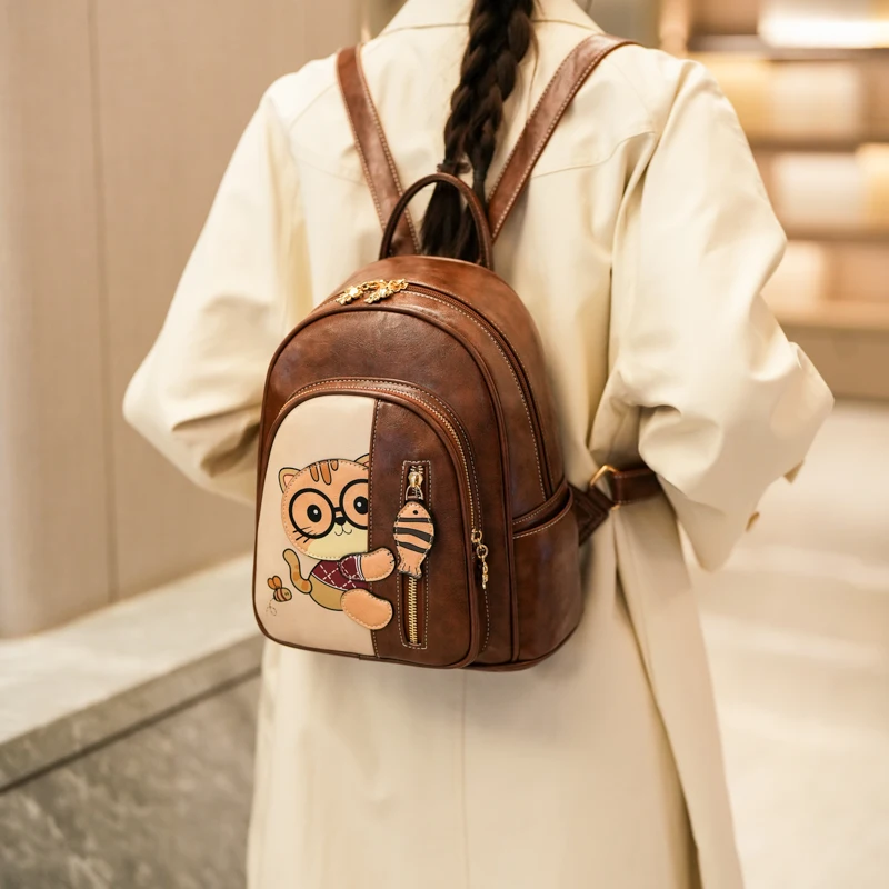 trendy retro backpack 2025 new Shoulder bag women's student backpack multifunctional backpack hand-held travel bag сумка