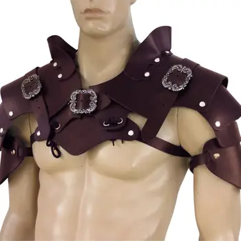 蒸氣龐克中世紀肩甲維京騎士角鬥士肩甲多層PU皮革武士盔甲角色扮演舞台道具 8 最佳銷售 盔甲騎士 - №8