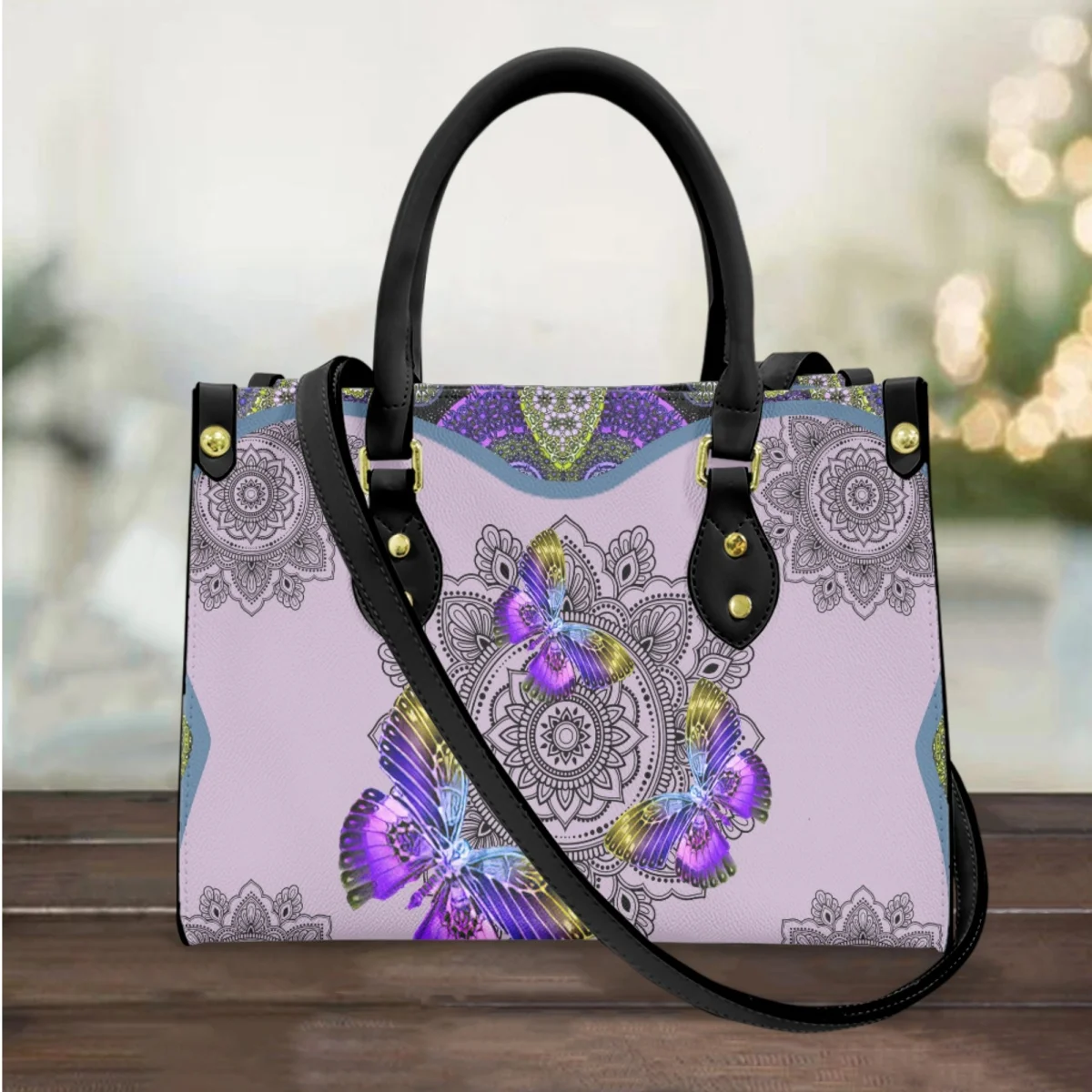 

FORUDESIGNS Boho Style Women Handbag Elegant Leather Fashion Messenger Bag Vintage Butterfly Print Popular Shoulder Bags