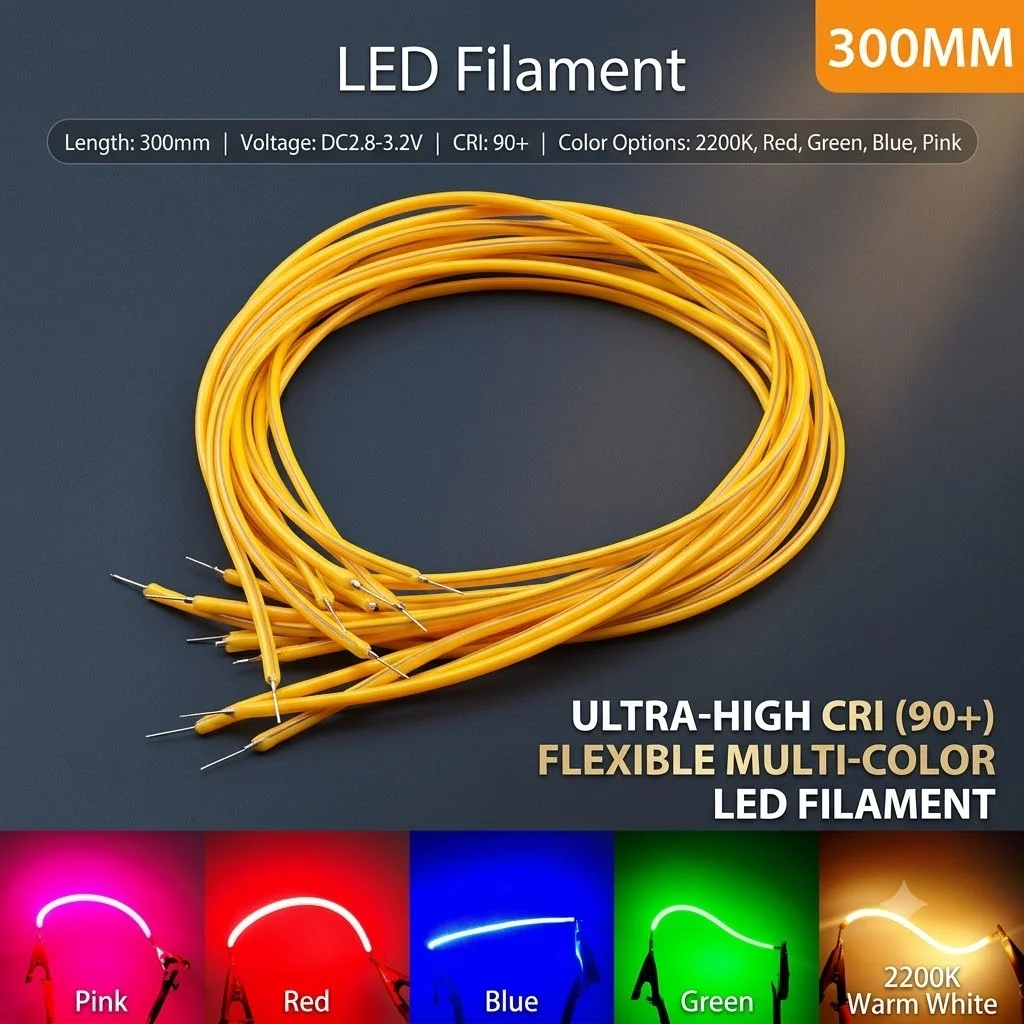 5PCS 360mm 460mm 3V LED COB Flexible Ultra Slim Filament Spiral Bulb Filament Retro Edison Bulb Parts Lighting Strip Decoration