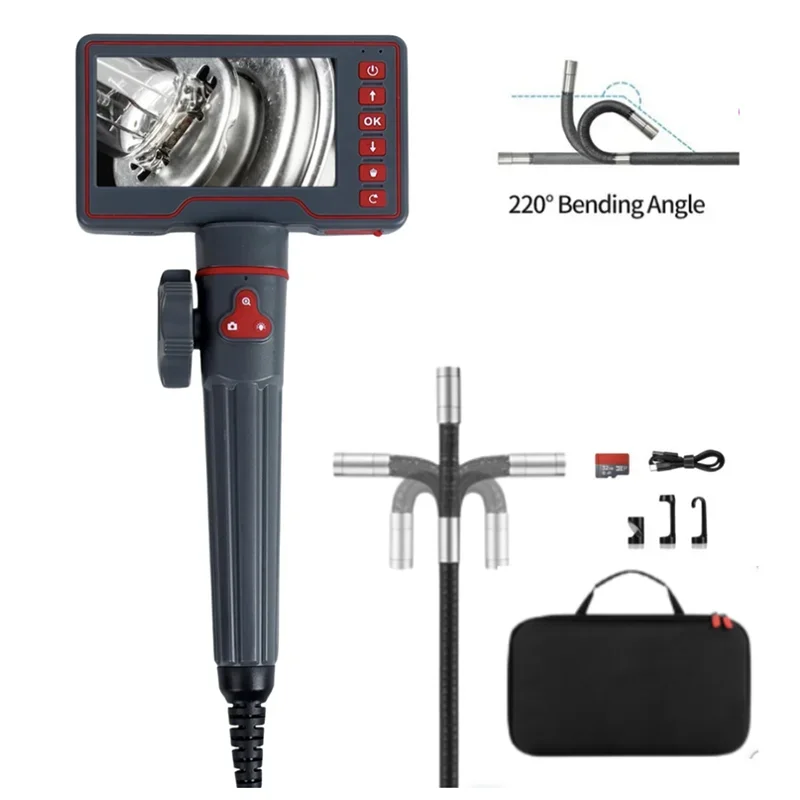 5-inch screen 8.5mm/6mm lens high-definition steering 360 ° endoscope 200W pixel 1m 2m 3m 5m pipeline carbon removal auto repair