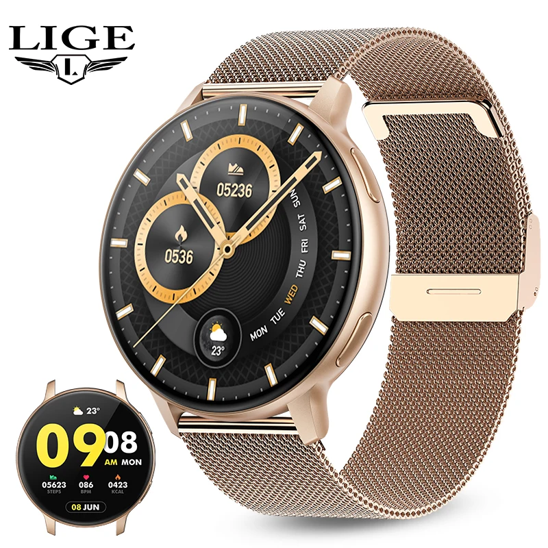 

LIGE Fashion Smartwatch For Men Women Bluetooth Call Waterproof Sport Fitness Watches Blood Oxygen Health Monitor Smartwatch Man