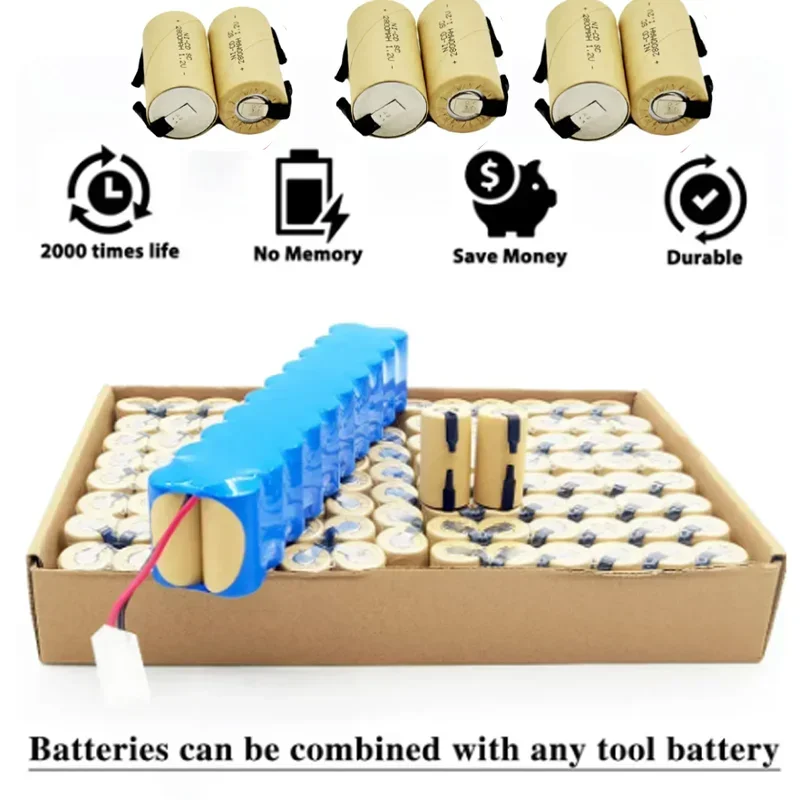 Bateria Recarregável SC Ni-Cd Para Bosch Hitachi E DeWalt Power Tools, Chave De Fenda, 2800mAh, 2200mAh, 1.2V, Alta Qualidade