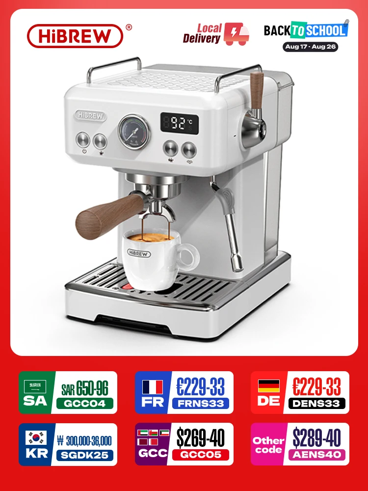 HiBREW H10plus Semi Automatic Espresso Coffee Machine DIY Function