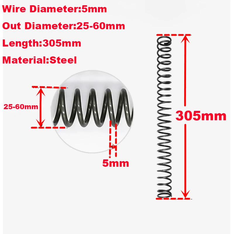 1PCS Custom 65 Mn Steel Big Large Coil Compression Spring,5mm Wire Diameter*Outer Diameter 50/55/60mm*305mm Length