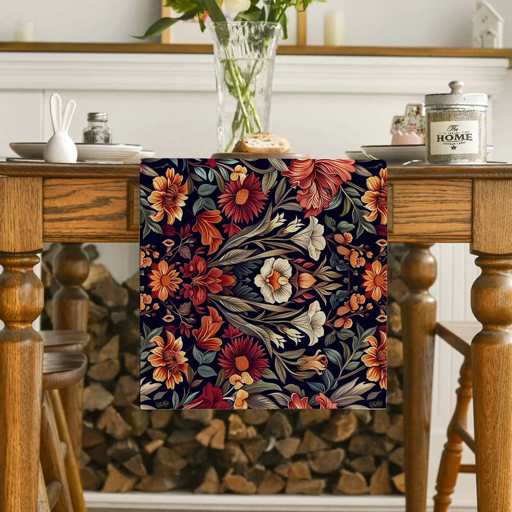 Lily Tulip Leaf Table Runner Kitchen Dining  Table Decoration for Indoor Outdoor Home Table Runners