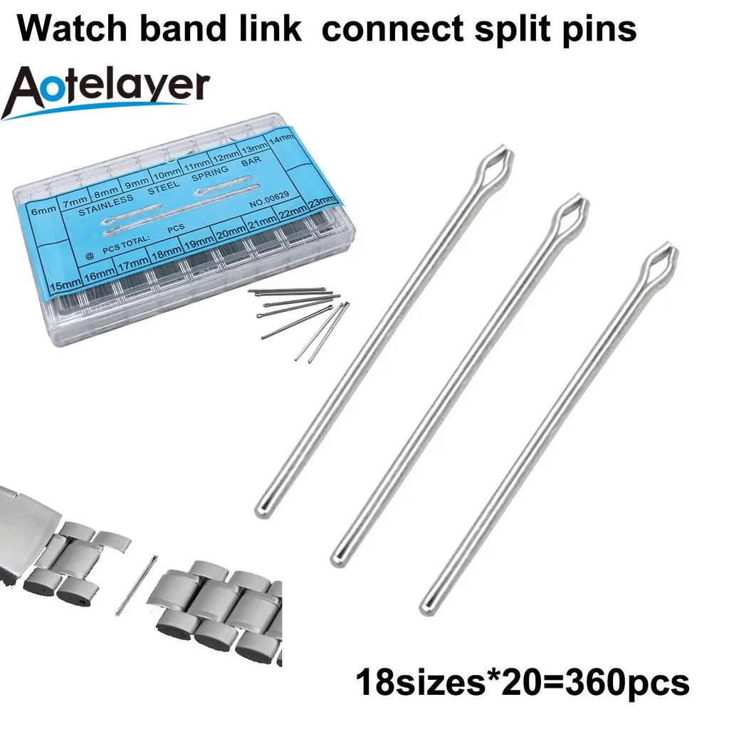 360pcs/box 6mm-23mm/8mm-25mm Watch Band Link Pin Stainless Steel Watch Strap Link Pins Cotter Bar Assortment Watch Repair