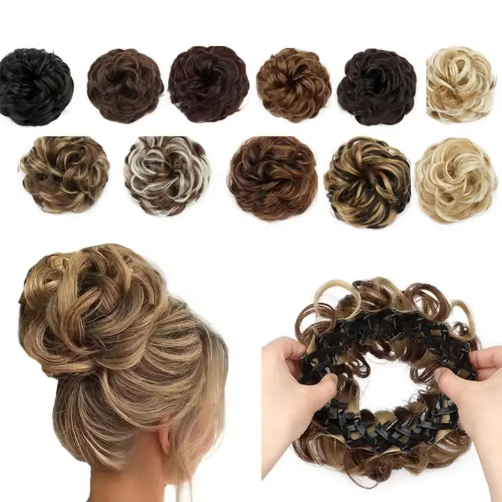 

Fashion Clip-in Hair Bun Bird's Nest Shaped Synthetic Hairpieces Messy Elastic Curly Hair Circle
