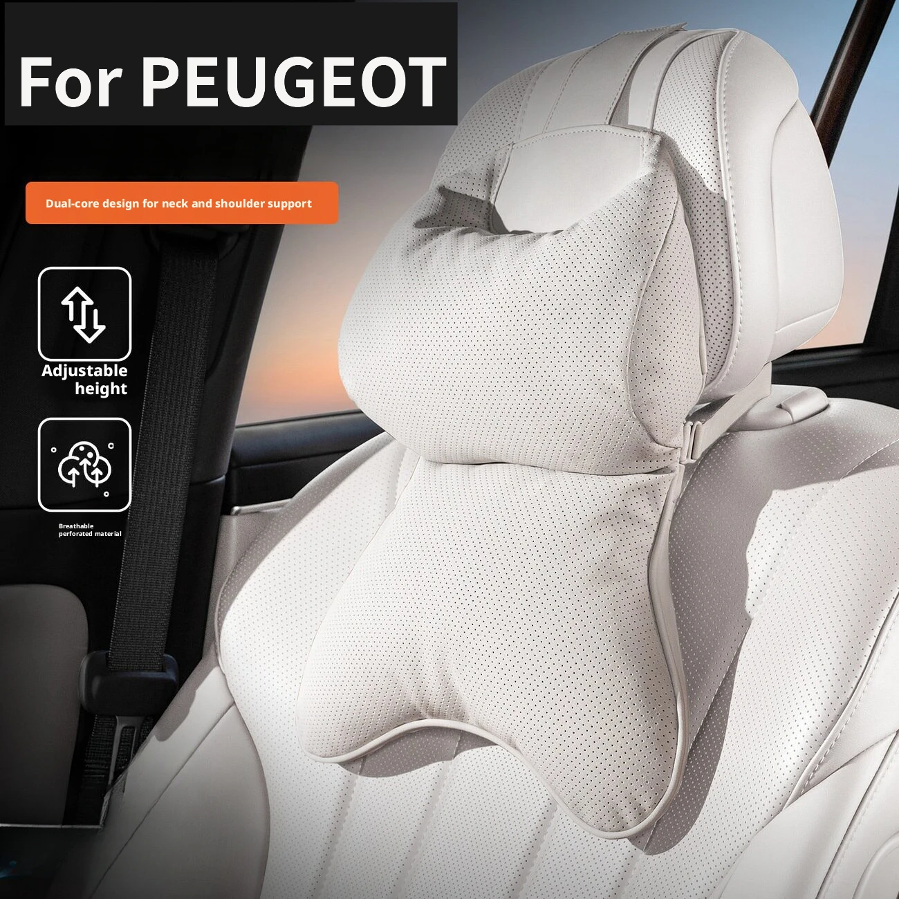 Car headrest and shoulder integrated Nappa leather latex, suitable for Peugeot 3008 5008 508 / 508 SW Rifter Traveller Expert