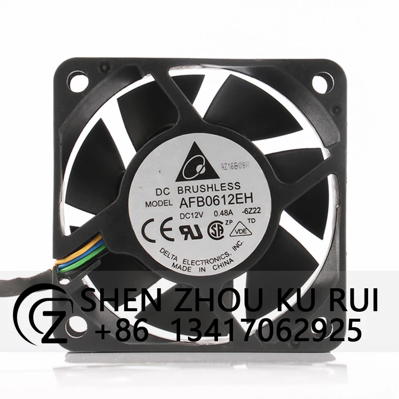 

AFB0612EH-6Z22 Case Fan for Delta 60X60X25mm 12V 0.48A 6CM 6025 Double Ball Large Airflow Cooling Fan