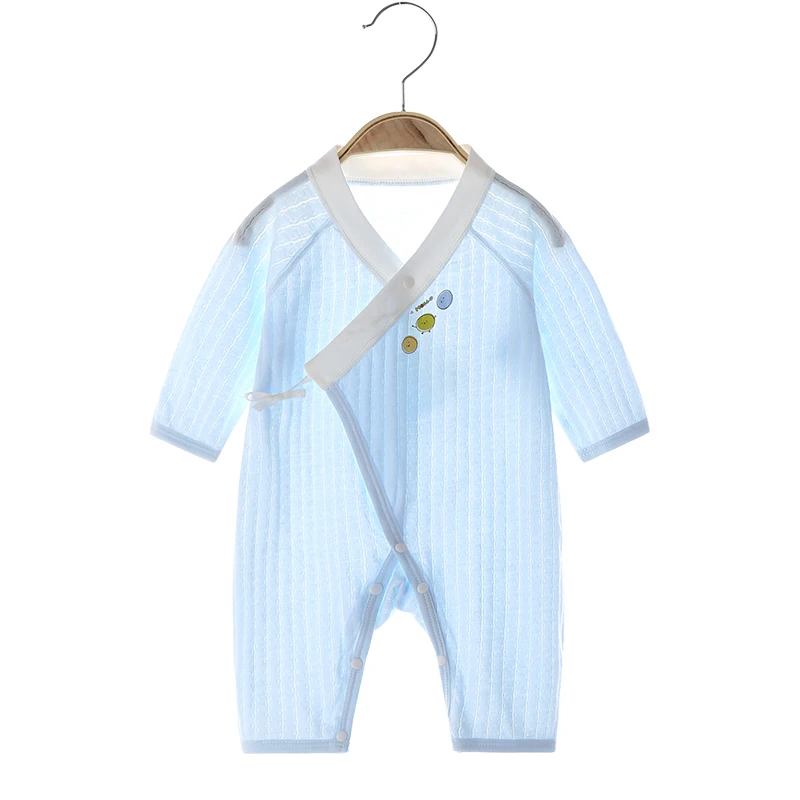 

Pure Cotton Long Sleeve Baby Romper Side Opening Knot Design Air Conditioned Suit Close-Fitting Class a Butterfly Dress for Infa