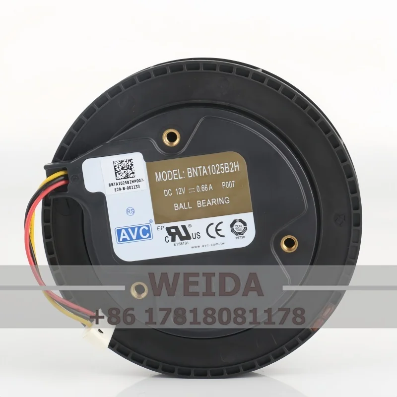 AVC BNTA1025B2H DC12V 0.66A double ball bearing large air volume car purifier circular cooling fan 1025 100*100*25MM