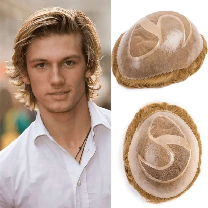 Tai-Chi Style Men Wig Mono PU Male Hair Prosthesis Natural Hairline 6 Men's Capillary Prothesis Durable Toupee Men Wigs For Man