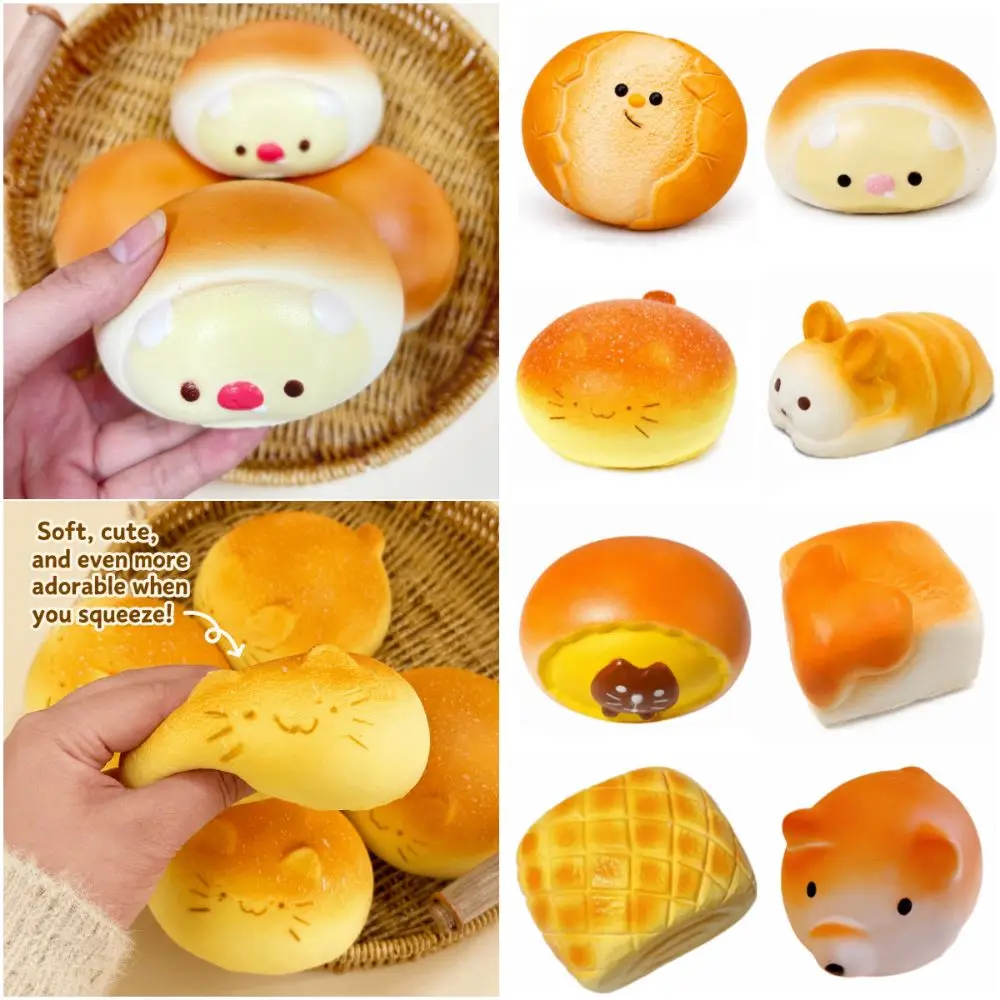 Creative Cartoon Bread Squeeze Toy Squeezable Slow Rising Stress Relief Toy Soft Bread Hand Relax Slow Rising Toy For Adults