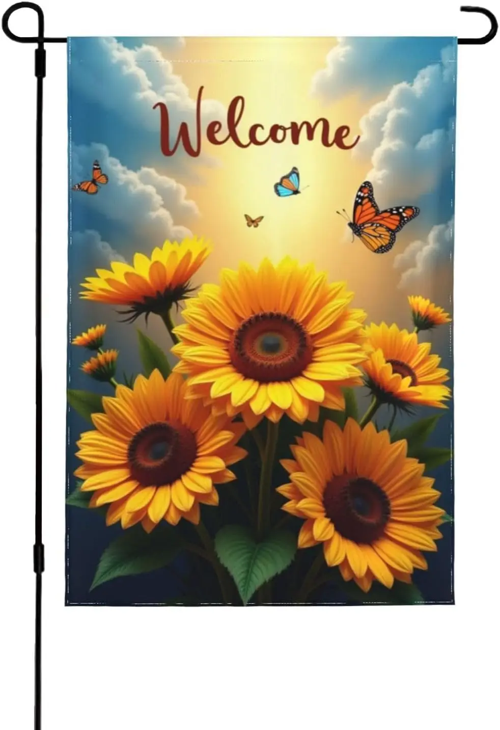 Welcome Sunflower Garden Flag 12x18 Inch Double Sided Summer Outdoor Yard Decor Butterfly Floral House Flag LLO LLX uui