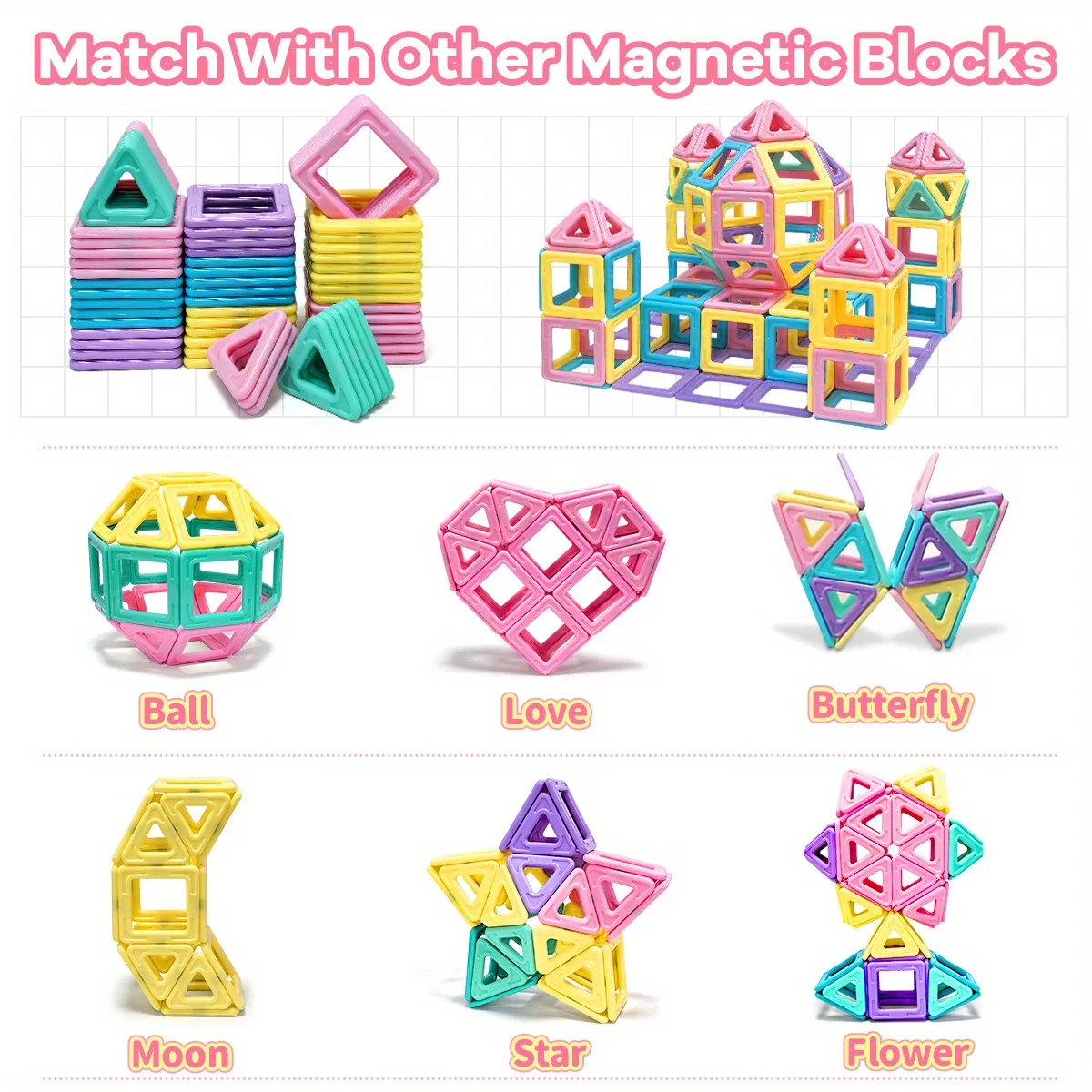 Magnetic Building Block Toy Set, Stem Toys Suitable for Educational Puzzle Games for Boys and Girls