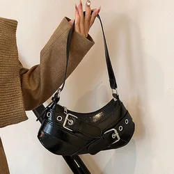 PU Vintage Shoulder Bag Y2K Hottie Handbag Adjustable Underarm Bag Women Waterproof Crossbody Bag Cool Handsome Solid Color Bags