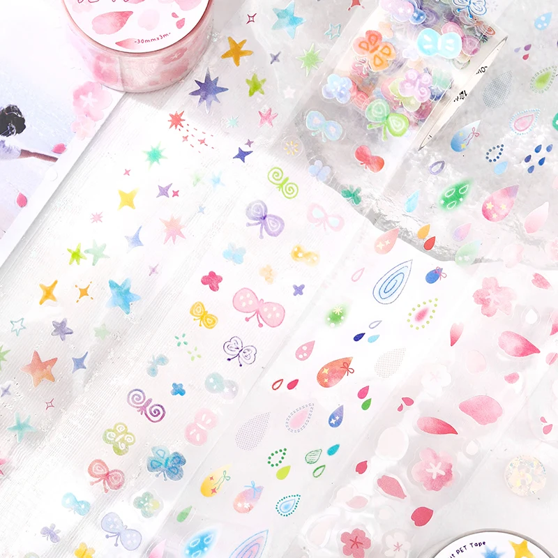 JIAMEI 30mm * 3m Colorful Small Fragment Series Kawaii Die Cut Tape DIY Scrapbook Decor Journal Supplies Aesthetics Stationery