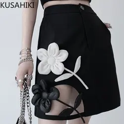 KUSAHIKI Fashion Flower Patchwork a-line minigonne donna autunno inverno nuovi pantaloni 2023 nuova elegante gonna a vita alta Mujer