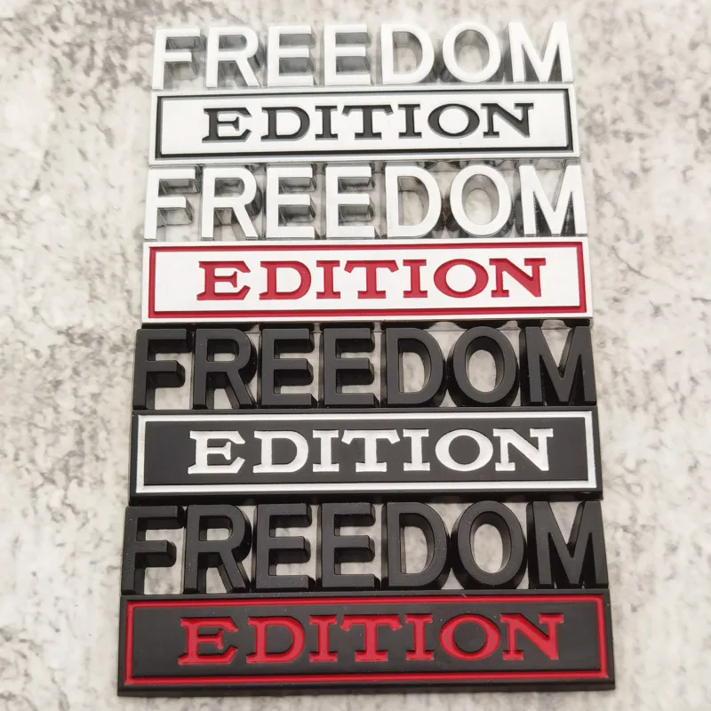 3D Raised Letter Freedom Edition Emblem Car Decals,Metal Sticker for Car,Trucks,Motorcycles,SUV,Door Tailgate Bumper Decal Decor