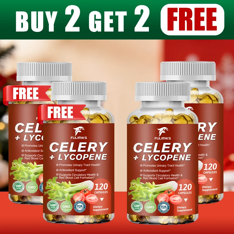 Buy 2 Get 2 Free! Premium Celery Lycopene Capsules, Support Healthy Blood Pressure, Uric Acid Balance & Prostate Health, Non-GMO