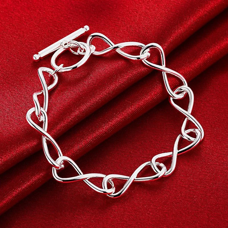 925 Sterling Silver Twisted Circle Style Shape Chain Bracelet For Women Luxury Fashion Party Wedding Jewelry Lovers Gift