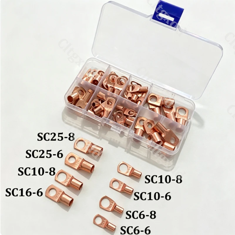 60 Stück/Box SC Kupfer-Kombinations-Batteriekabelklemmen SC6-6 SC6-8 SC10-6 SC10-8 SC16-6 SC16-8 SC25-6 SC25-8 mit Aufbewahrungsbox – Detail 3