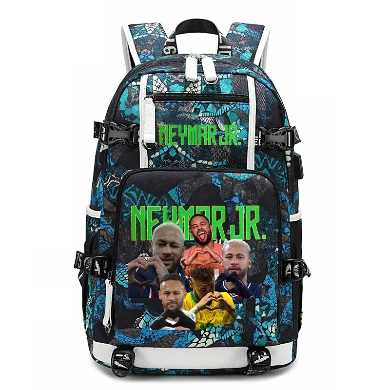 Mochila juvenil com estampa de avatar neymar, bolsa escolar casual para estudantes, grande capacidade, viagem ao ar livre