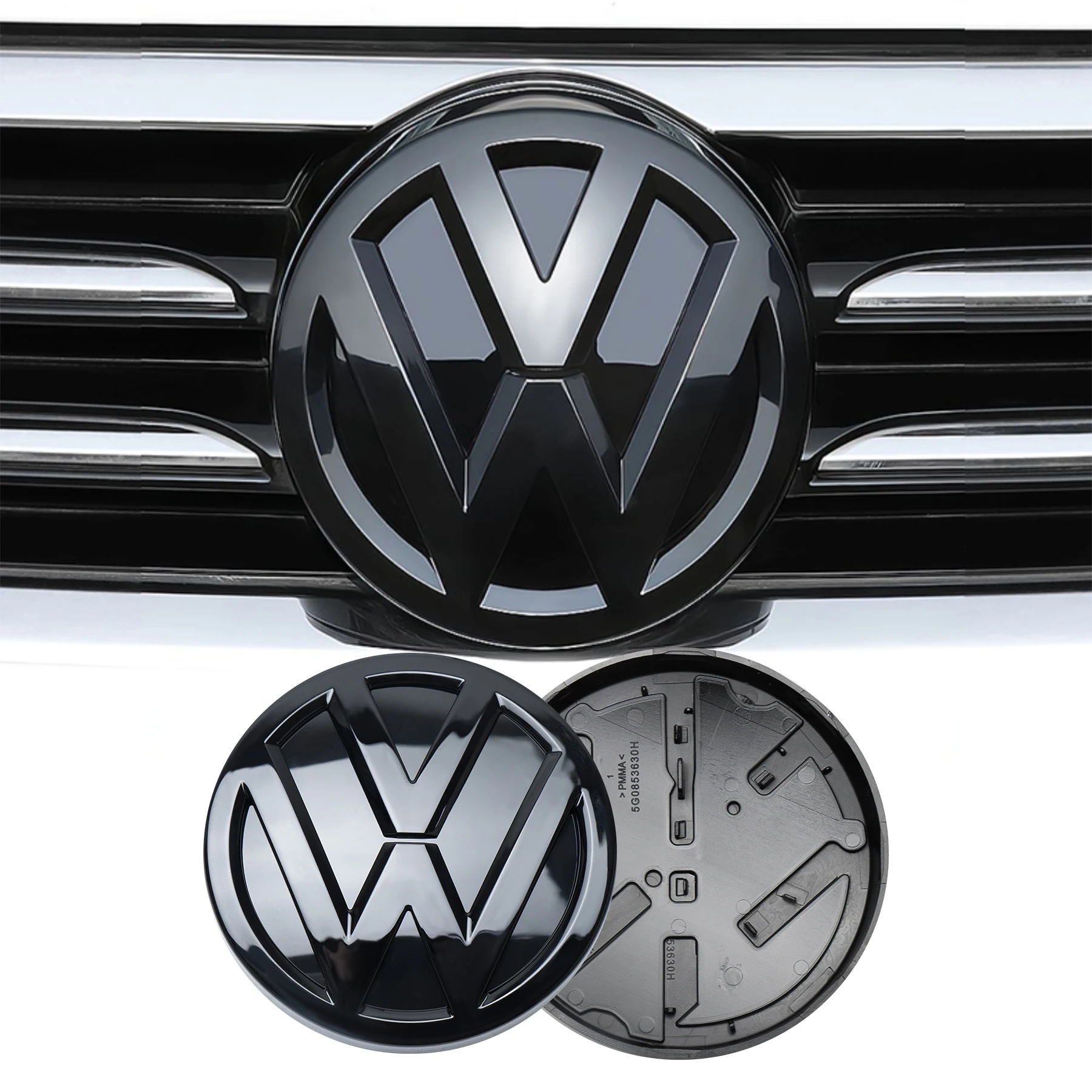 A set Car Front Grill/Rear Trunk Emblem Lid Covers Logo Replacement version For Volkswagen VW GOLF 7 (MK7) 2014-2017 GTI Tiguan