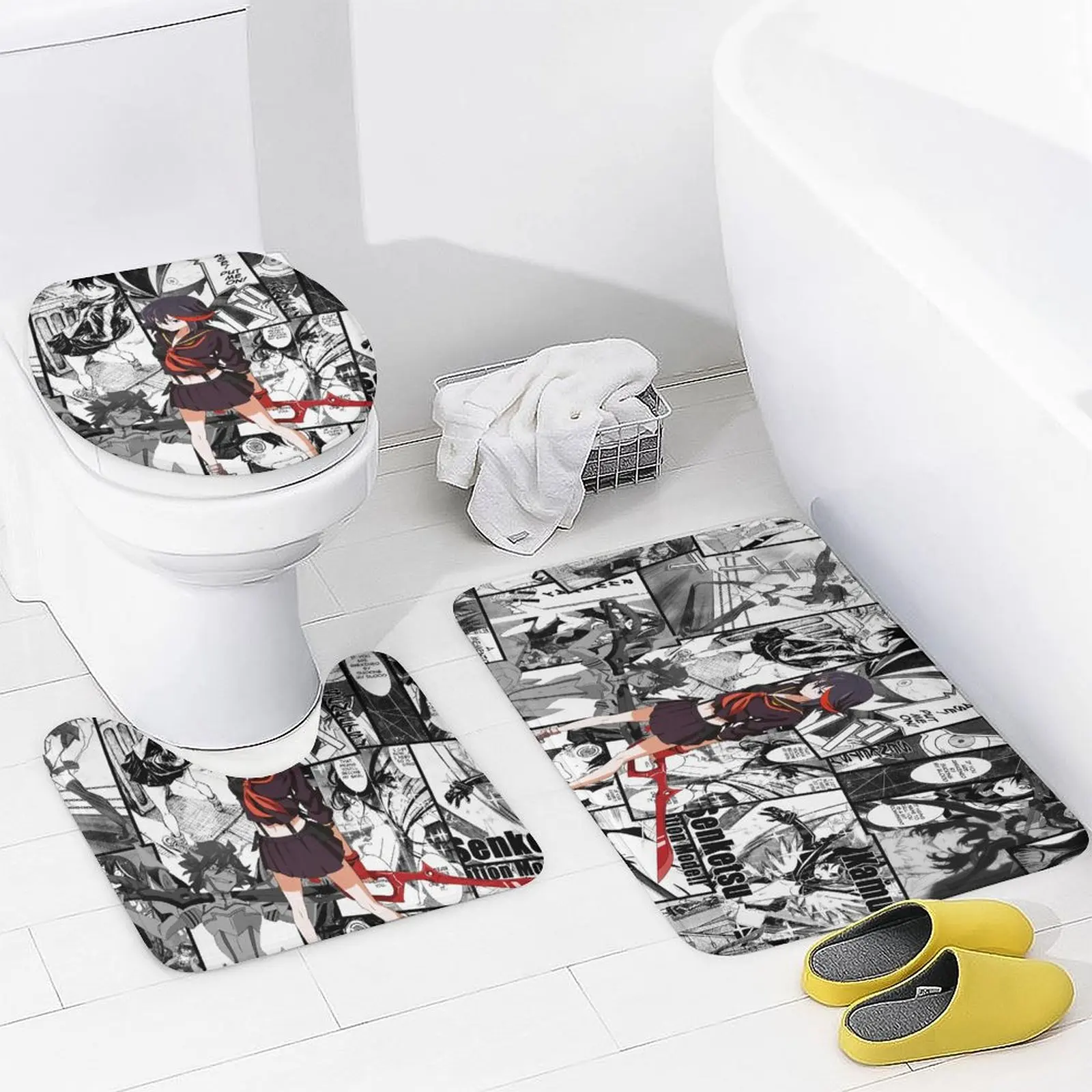 Anime character printed shower curtain Modern non-slip carpet shower curtain Waterproof polyester home decor 180